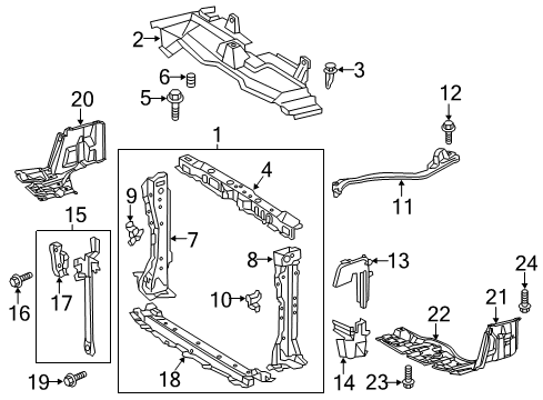 2017 Toyota Prius C Radiator Support, Splash Shields Upper Tie Bar Diagram for 53205-52160