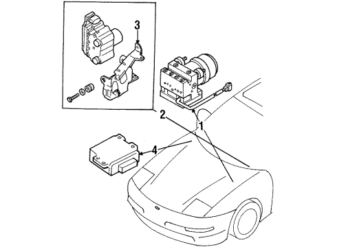 1999 Mercury Tracer ABS Components ABS Pump Assembly Diagram for F7CZ-2C286-AA