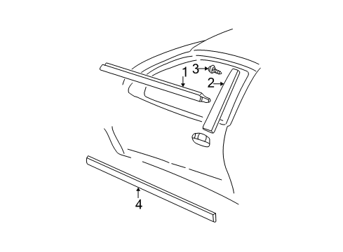 2000 Chevrolet Cavalier Exterior Trim - Door Molding Asm, Front Side Door Center -RH Long (Paint To Match) Diagram for 88892960