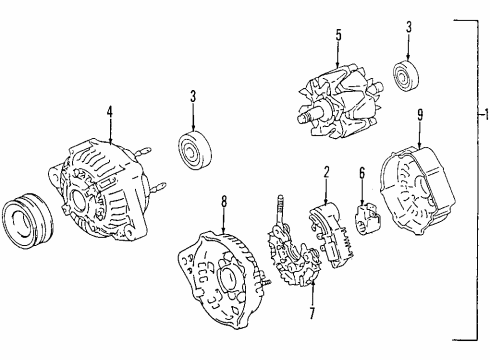 1999 Toyota Land Cruiser Alternator Rear Cover Diagram for 27039-46230