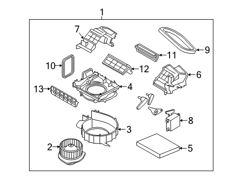 2017 Infiniti QX50 A/C & Heater Control Units Blower Assy-Front Diagram for 27200-1CA1C