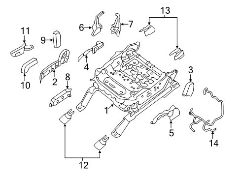 2013 Nissan Pathfinder Power Seats Harness-Front Seat, RH Diagram for 87019-3KA3A