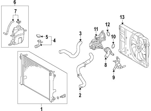 2021 Lexus ES250 Cooling System, Radiator, Water Pump, Cooling Fan Fan Module Diagram for 16360-F0010