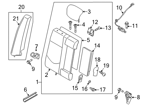 2012 Kia Forte Rear Seat Components Clip-Ohm Diagram for M082488049