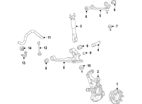 2021 GMC Sierra 3500 HD Front Suspension Components, Lower Control Arm, Upper Control Arm, Stabilizer Bar Shock Absorber Diagram for 84582987