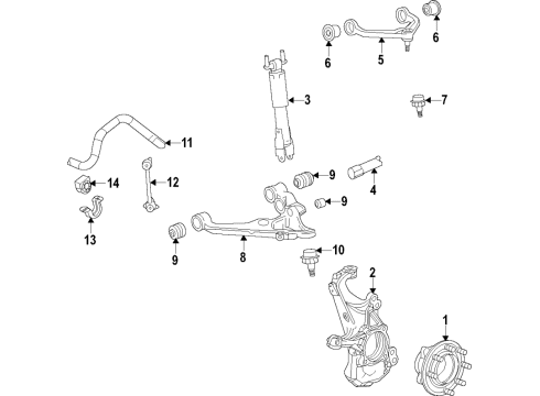 2021 GMC Sierra 3500 HD Front Suspension Components, Lower Control Arm, Upper Control Arm, Stabilizer Bar Bushings Diagram for 84453009