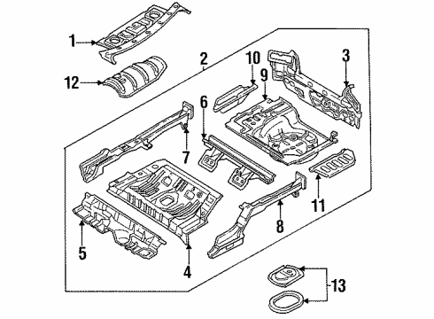 1995 Kia Sephia Rear Body Panel Trunk Floor Diagram for 0K20A53730C