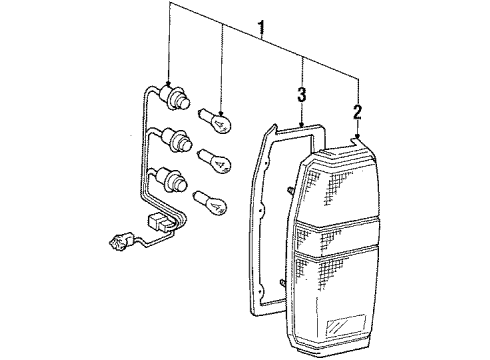 1986 Toyota Cressida Tail Lamps Lens Gasket Diagram for 81554-23190