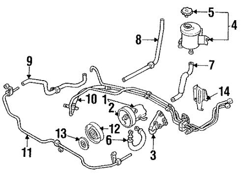 1995 Infiniti Q45 P/S Pump & Hoses, Steering Gear & Linkage Power Steering Pressure Hose Assembly Diagram for 49720-60U10