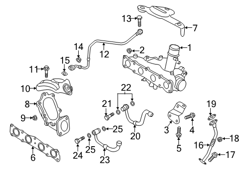 2013 Hyundai Sonata Turbocharger Pipe & Hose Assembly-Turbo Changer WATERFEED Diagram for 28250-2G400