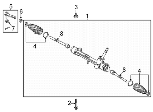 2022 Toyota Corolla Cross Steering Gear & Linkage Gear Assembly Bolt Diagram for 90119-A0557