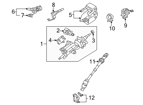 2010 Lexus LS600h Steering Column & Wheel, Steering Gear & Linkage, Shaft & Internal Components, Shroud, Switches & Levers Shaft Assembly, Steering Diagram for 45260-50101