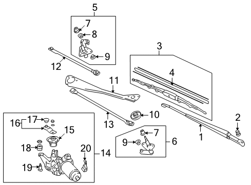 2006 Honda Insight Wiper & Washer Components Pivot Assy. C Diagram for 76560-S3Y-A01