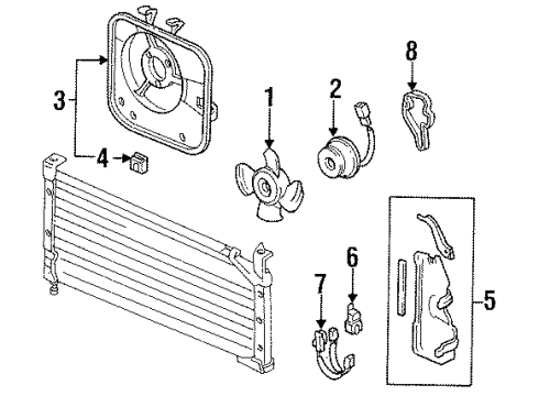 1989 Honda Civic A/C Condenser Fan Shroud Diagram for 38615-PM3-902