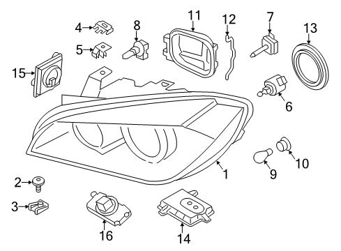 2015 BMW X1 Bulbs Headlight Front Right Diagram for 63117290272