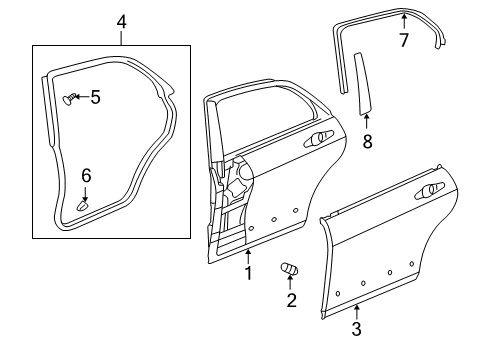 2007 Honda Accord Rear Door Clip, Door Sub-Seal Diagram for 91569-SDA-003