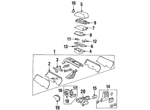 1996 Cadillac Eldorado Console CONSOLE, Floor Console Diagram for 12538801