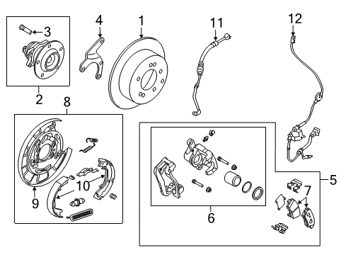 2013 Kia Soul Rear Brakes Brake Hose, Right Diagram for 587382K300