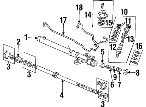 1995 Honda Odyssey Steering Gear & Linkage Rack Assembly, Power Steering Diagram for 53601-SX0-A00