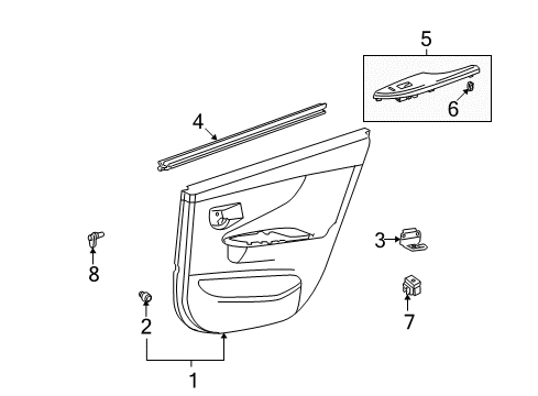 2009 Toyota Corolla Rear Door Door Trim Panel Diagram for 67630-12F30-B0