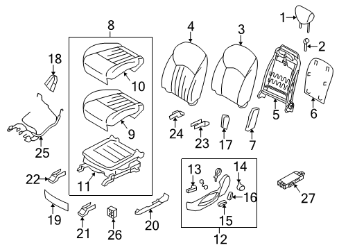 2010 Infiniti EX35 Power Seats Cover-Seat Slide Diagram for 87555-1BA0B