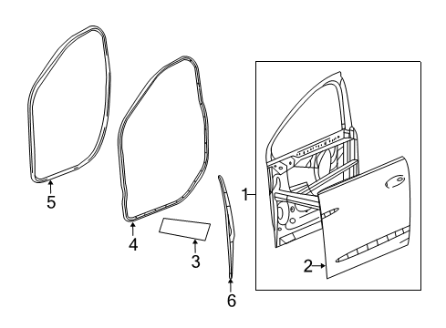 2019 Buick Enclave Front Door Front Weatherstrip Diagram for 23204905