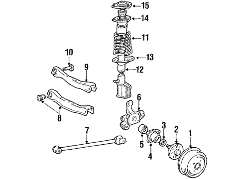 1986 Toyota Tercel Rear Suspension Components, Lower Control Arm, Upper Control Arm, Stabilizer Bar Wheel Bearing Oil Seal Diagram for 90311-36001