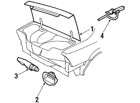 1994 Chevrolet Beretta Trunk Lid Hinge Asm-Rear Compartment Lid Diagram for 10130860