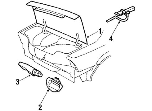 1994 Chevrolet Beretta Trunk Lid Hinge Asm-Rear Compartment Lid Diagram for 22589941