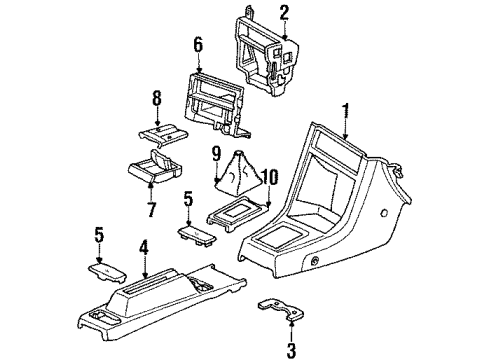 1991 Honda CRX Center Console Console Assy., FR. *NH167L* (MT) (GRAPHITE BLACK) Diagram for 77290-SH2-A12ZC