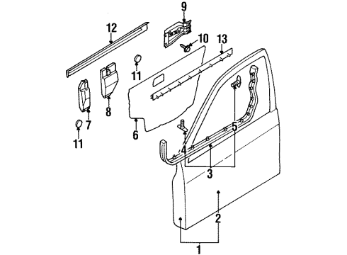 1999 Infiniti G20 Front Door Moulding Assy-Front Door Outside, LH Diagram for 80821-3J105