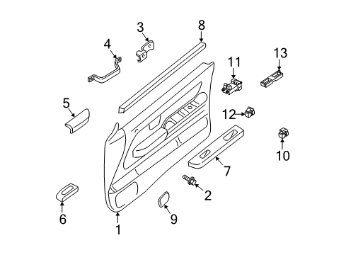 2003 Nissan Xterra Front Door Front Door Armrest, Left Diagram for 80941-9Z400