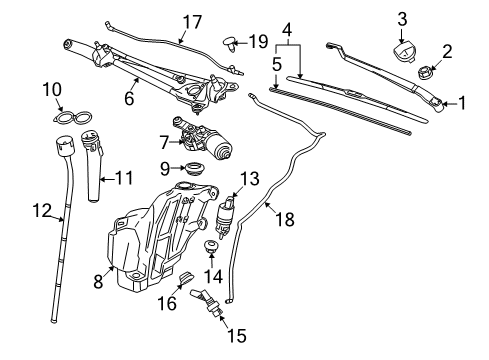 2019 Cadillac XTS Wiper & Washer Components Wiper Linkage Diagram for 84572802