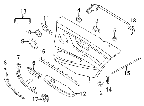 2019 BMW 440i Gran Coupe Rear Door Armrest, Leather, Rear Left Diagram for 51427368375