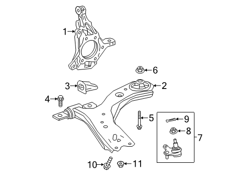 2020 Lexus ES350 Front Suspension Components, Lower Control Arm, Ride Control, Stabilizer Bar Lower Control Arm Outer Bolt Diagram for 90105-12407