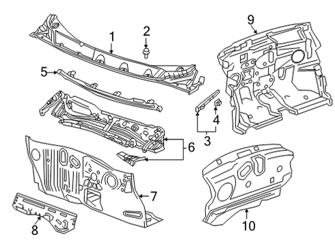 2022 Chevrolet Bolt EUV Cowl Insulator Diagram for 42778881