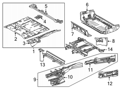2021 Toyota Sienna Rear Floor & Rails Floor Crossmember Diagram for 57609-08040