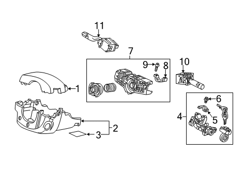 2002 Honda Civic Ignition Lock Lock Assy., Steering Diagram for 35100-S7A-H01