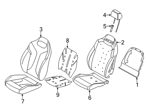 2020 BMW 840i Gran Coupe Heated Seats FOAM PAD BASIC BACKREST LEFT Diagram for 52107444775