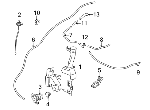 2010 Honda Accord Crosstour Wiper & Washer Components Clip, Washer Tube Diagram for 91511-SJ8-003