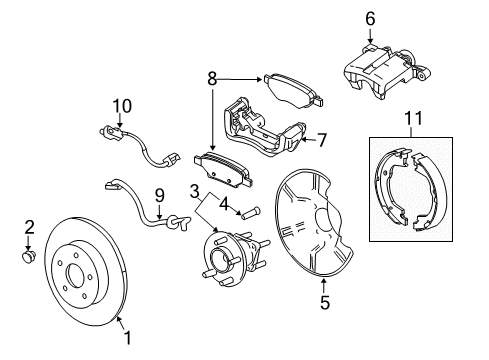 2015 Chevrolet Captiva Sport Parking Brake Wheel Stud Diagram for 96626400