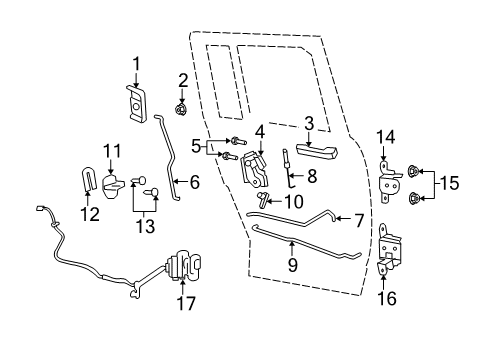 2013 Jeep Compass Rear Door - Lock & Hardware Link-Inside Handle To Latch Diagram for 5115866AA