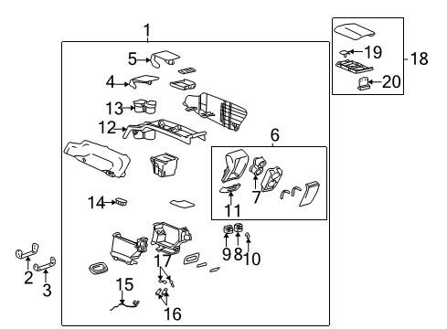 2002 Buick LeSabre Front Console Hinge Asm-Front Floor Console Compartment Door Diagram for 25735238