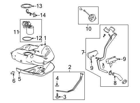 2013 Buick LaCrosse Fuel System Components Filler Hose Diagram for 13319476