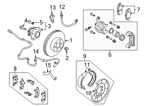 2008 Nissan Rogue Anti-Lock Brakes Hub Assembly Rear Diagram for 43202-JG01A