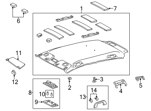 2013 Toyota Yaris Bulbs Headliner Clip Diagram for 63399-52020