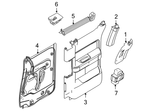2014 Ford F-150 Rear Door Door Trim Panel Diagram for BL3Z-1827406-CC