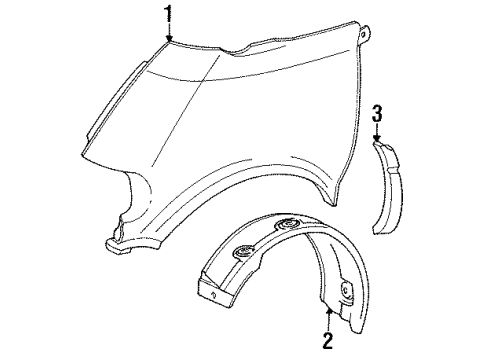 1995 Toyota Previa Fender & Components, Exterior Trim Fender Liner Shield Diagram for 53891-28010