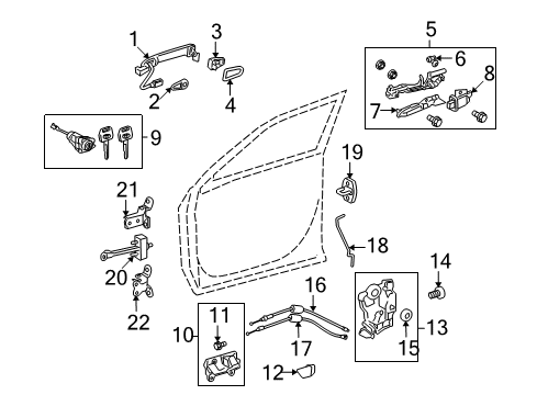 2011 Toyota Highlander Front Door Front Door Outside Handle Frame Sub-Assembly, Right Diagram for 69201-28010