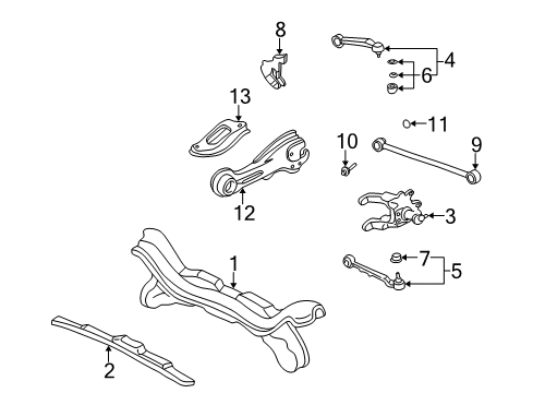 1998 Acura RL Rear Suspension Components, Lower Control Arm, Upper Control Arm, Stabilizer Bar Boot, Rear Ball (Lower) Diagram for 52225-SZ3-003
